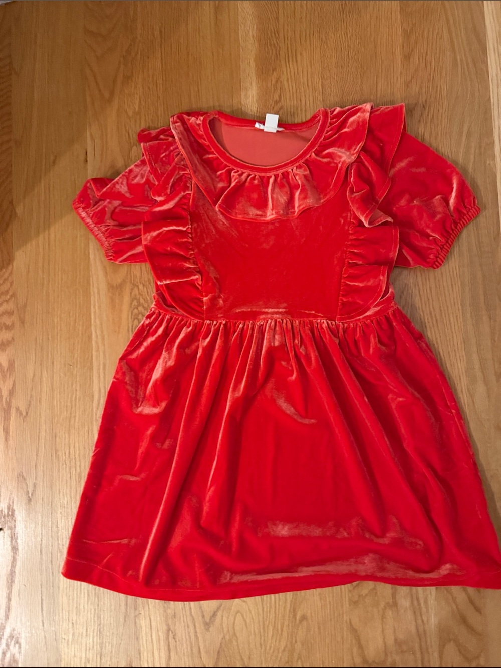 Crewcuts Red Velvet Ruffle Dress